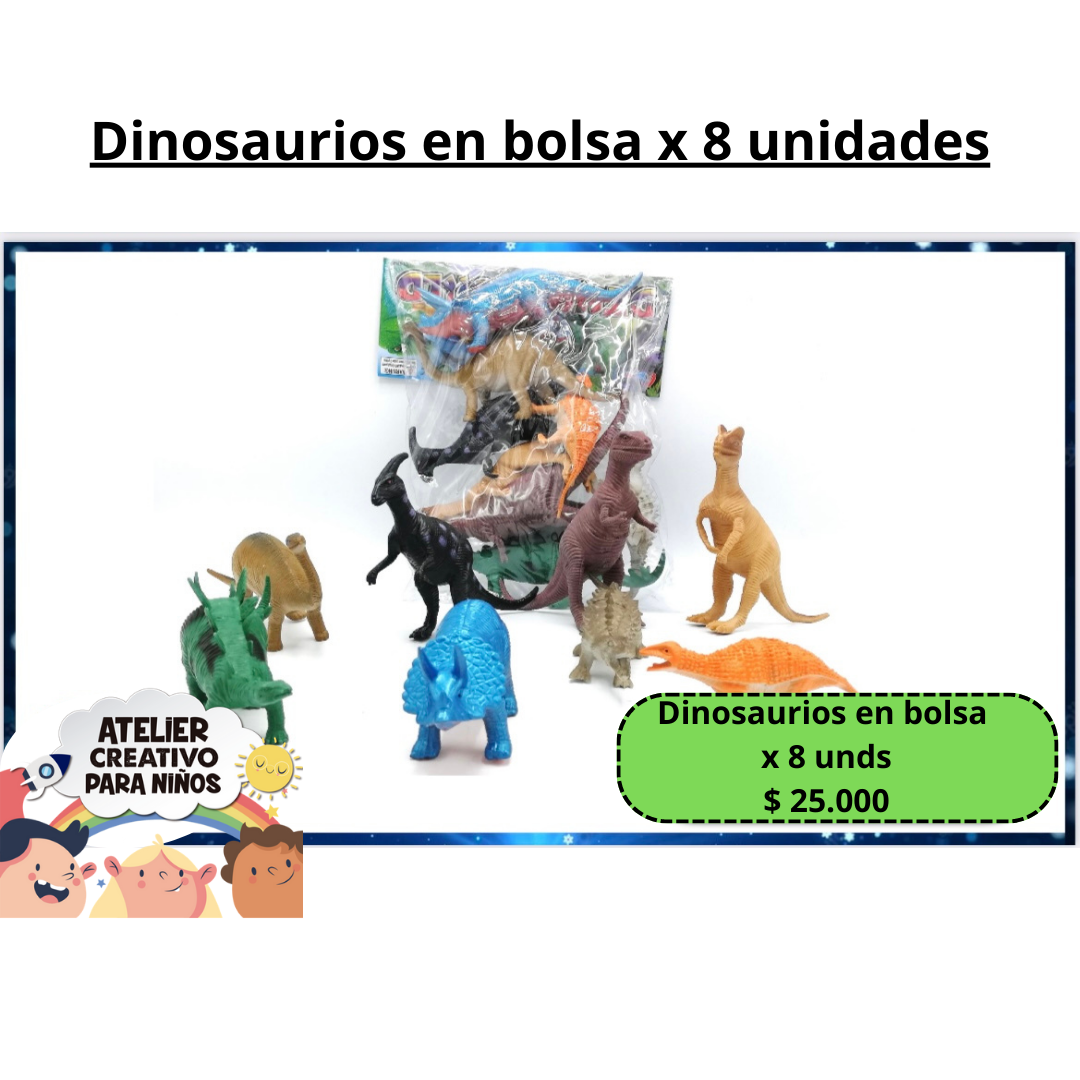 Dinosaurios en bolsa x 8 unidades