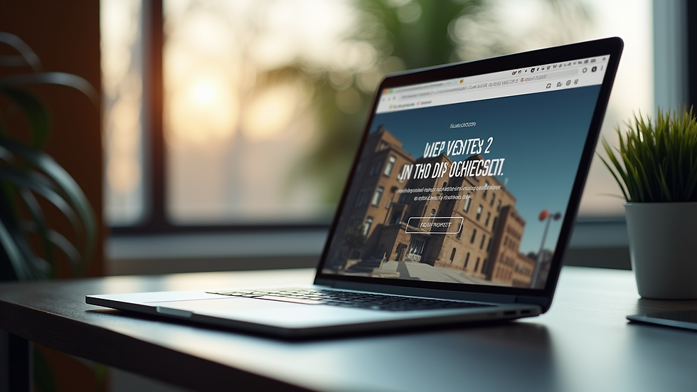 Close-up view of a laptop screen showing a personal website design