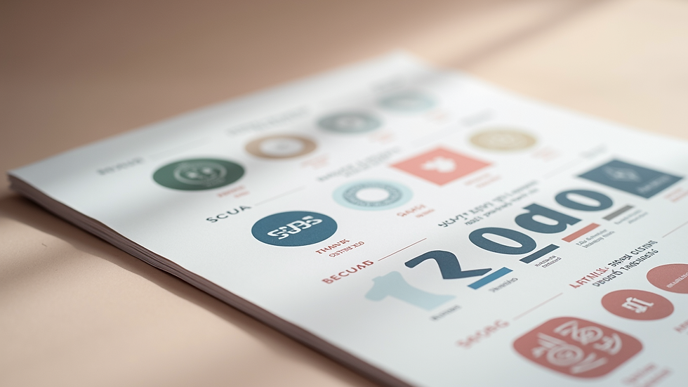 Close-up view of a brand style guide with color swatches and font samples