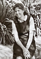 Mary Dana Marks in garden of teachers' training school, Kerman, Iran