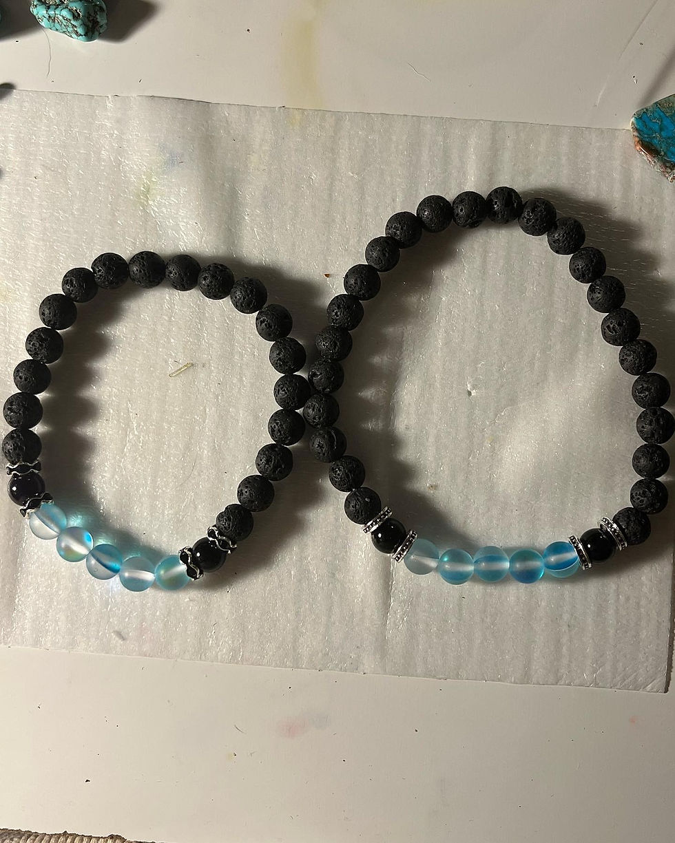 Thumbnail: Handcrafted Stone & Glass Bracelets