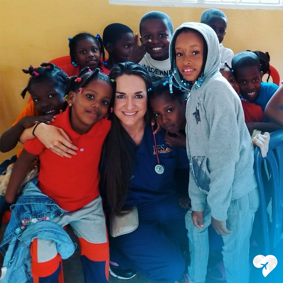Eye-level view of a volunteer planting trees in a forest