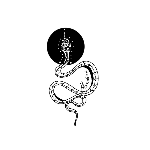 Snake in a black circle custom design by Mandira