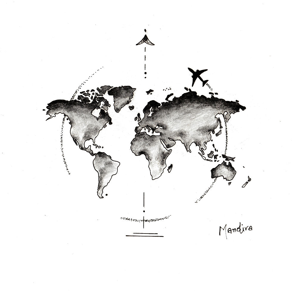 Globe and plane custom tattoo design by Mandira