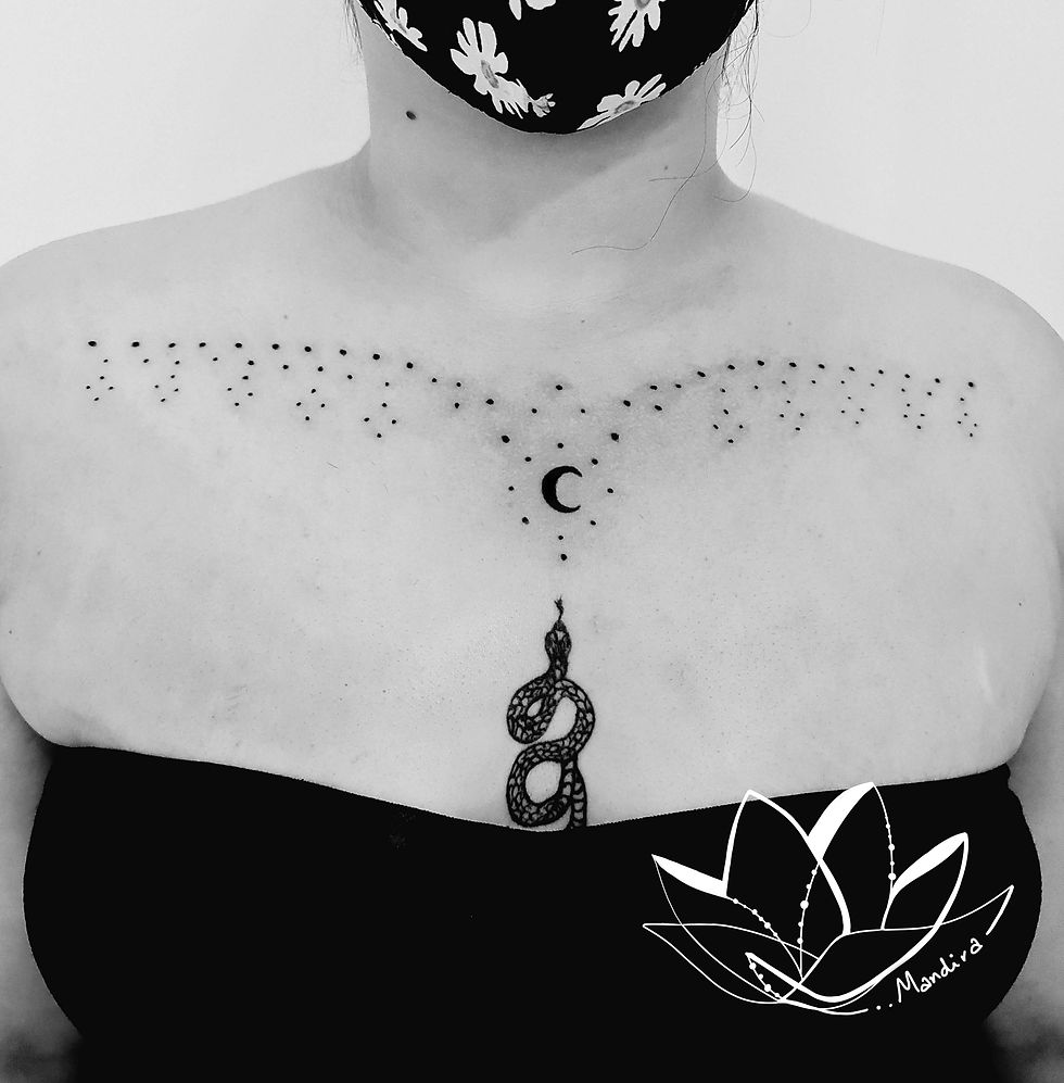 Crescent moon and ornamental dots custom design by Mandira