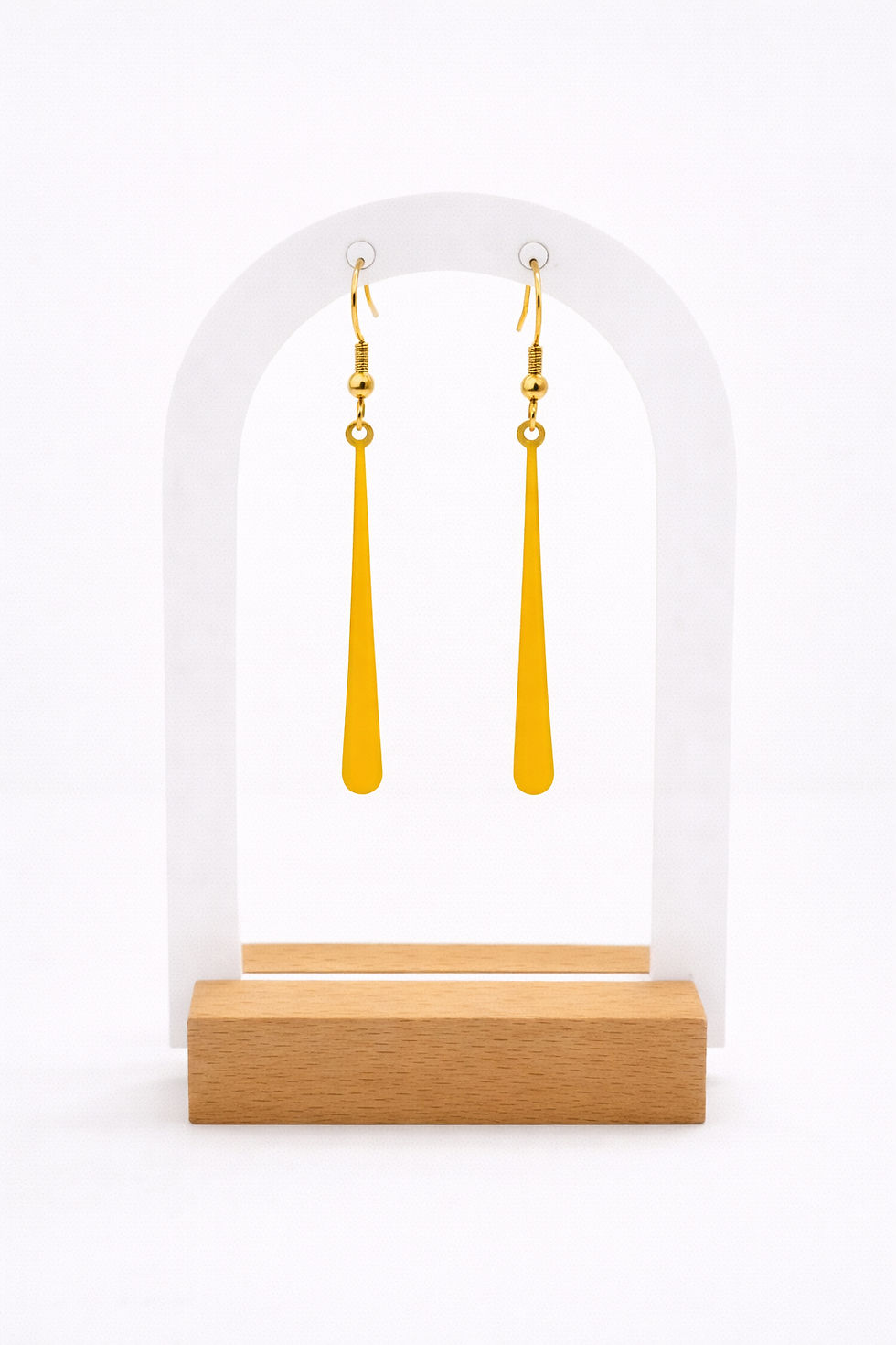 Miniature : boucles d'oreilles pendantes jaune acier inoxydable fait main