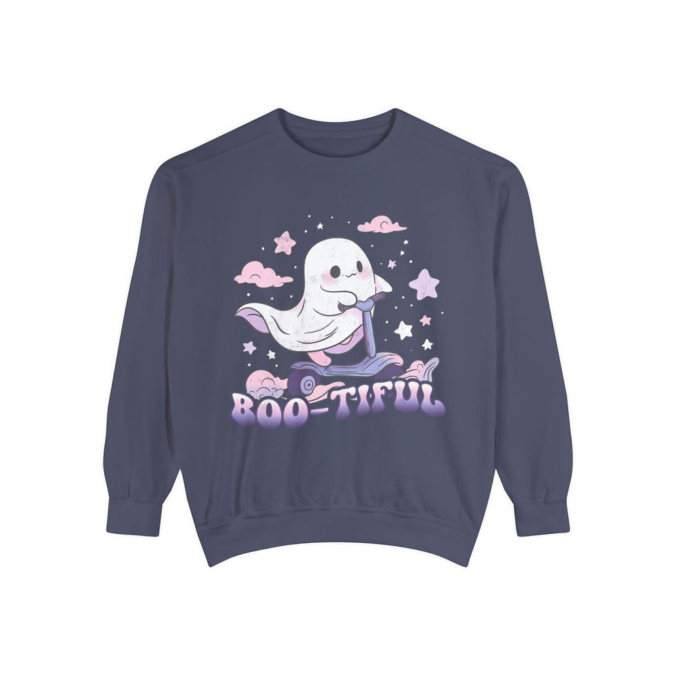 Thumbnail: Bootiful Ghost Unisex Garment-Dyed Sweatshirt