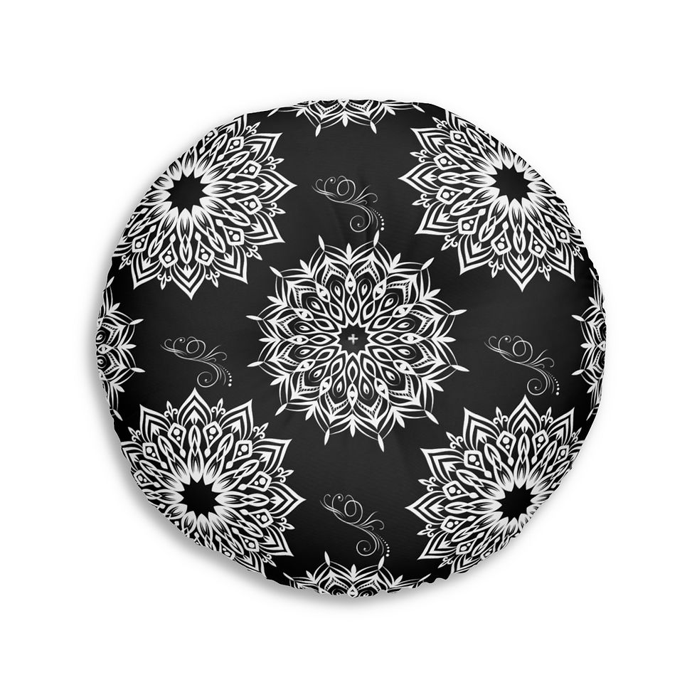 Thumbnail: Infinite Mandala Round Yoga Tufted Floor Pillow 30x30