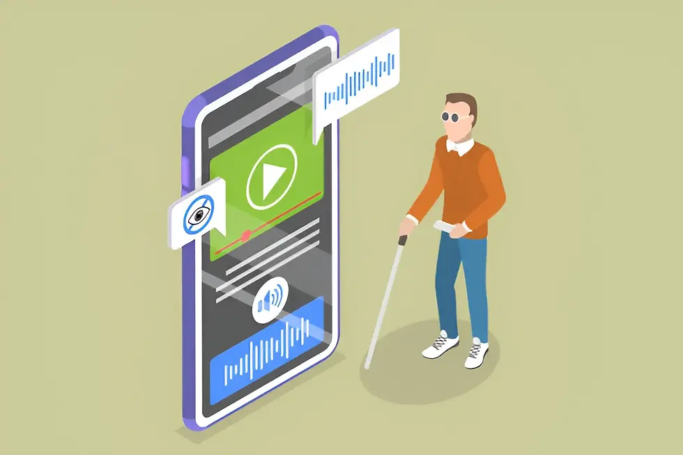 Illustration of Man using a Apps for Blind People