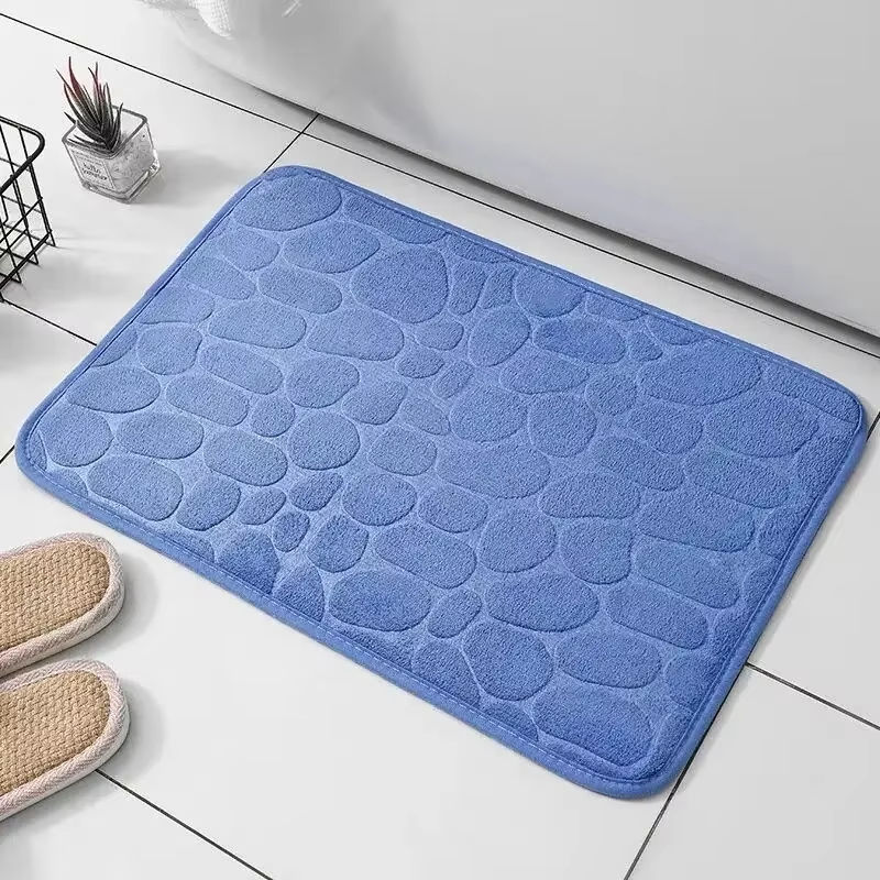 Miniatura: 1pc Memory Foam Embossed Velvet Carpet Bathroom Living Room Non-Slip Mat Cobbles