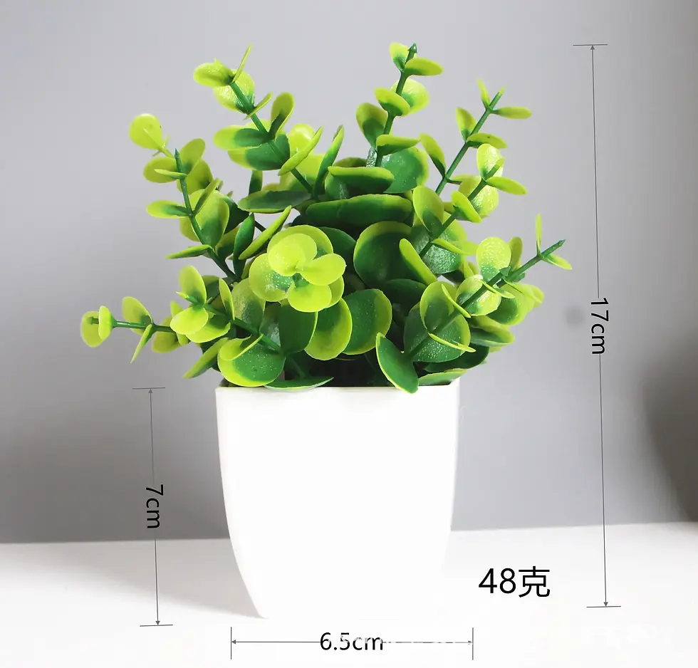 Miniatura: Bonsai artificial verde planta falsa eucalipto flor vaso planta para interior ao