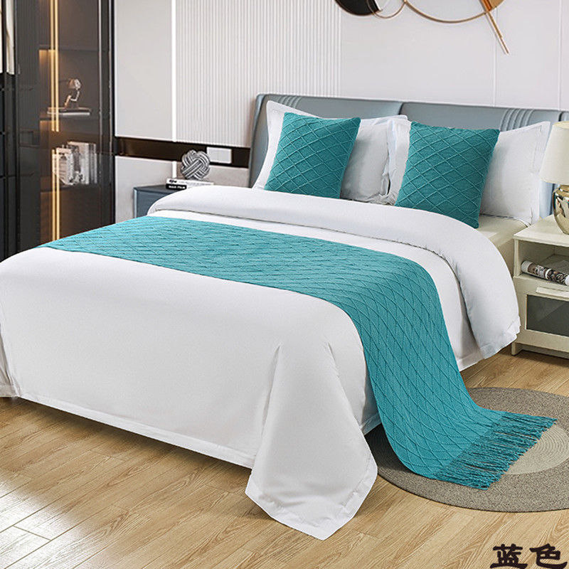 Miniatura: 1pc moderno simples luz luxo b & b hotel cama bandeira cama cauda toalha cor só