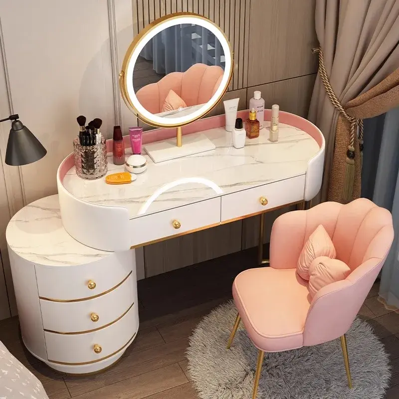 Miniatura: Rosa branco vaidade mesa feminina luxo prego europeu grande fezes estudo pentead