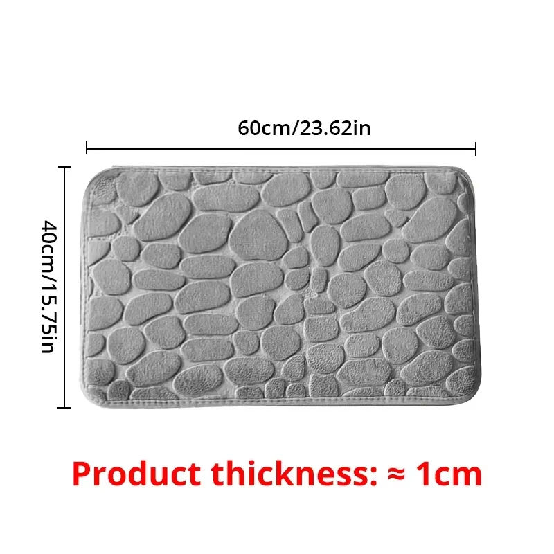 Miniatura: 1pc Memory Foam Embossed Velvet Carpet Bathroom Living Room Non-Slip Mat Cobbles