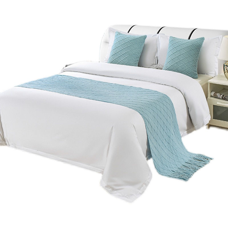 Miniatura: 1pc moderno simples luz luxo b & b hotel cama bandeira cama cauda toalha cor só