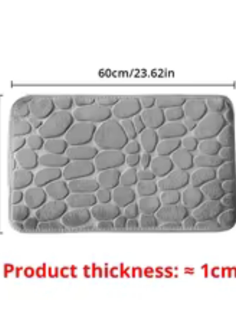 Miniatura: 1pc Memory Foam Embossed Velvet Carpet Bathroom Living Room Non-Slip Mat Cobbles