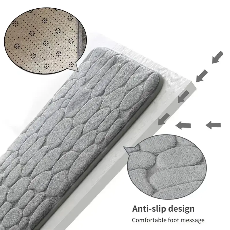Miniatura: 1pc Memory Foam Embossed Velvet Carpet Bathroom Living Room Non-Slip Mat Cobbles