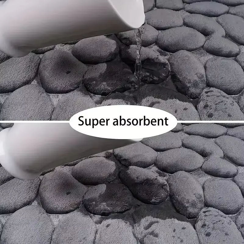 Miniatura: 1pc Memory Foam Embossed Velvet Carpet Bathroom Living Room Non-Slip Mat Cobbles
