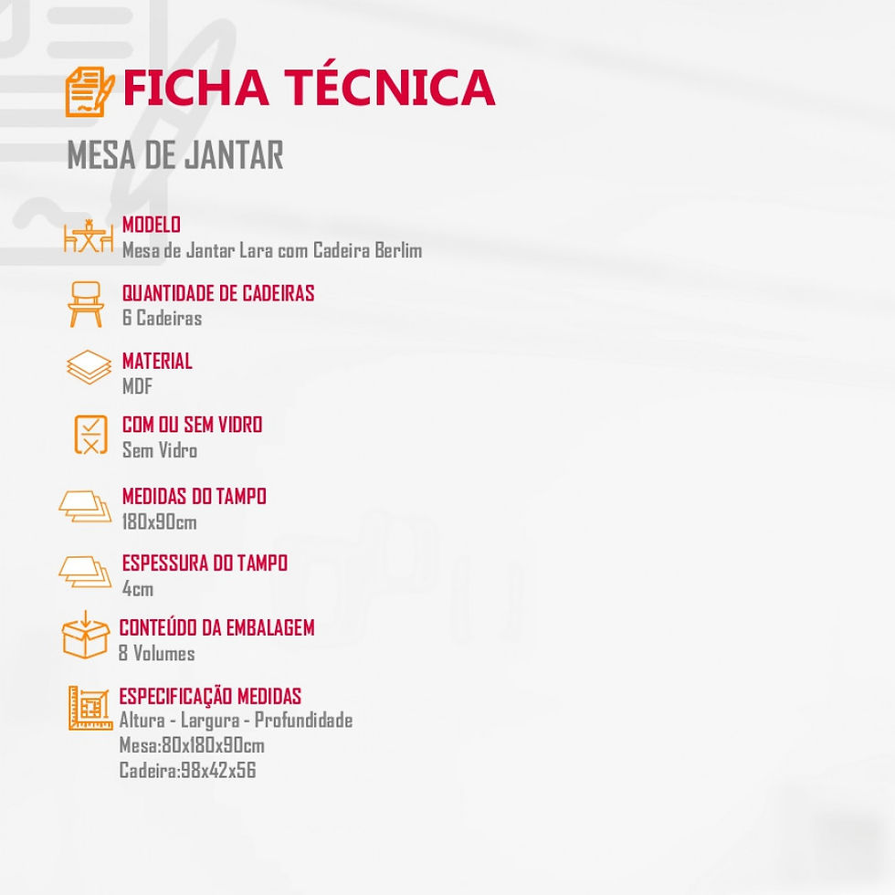 Miniatura: 
Conjunto Sala de Jantar Lara 6 Cadeiras Berlim Rufato