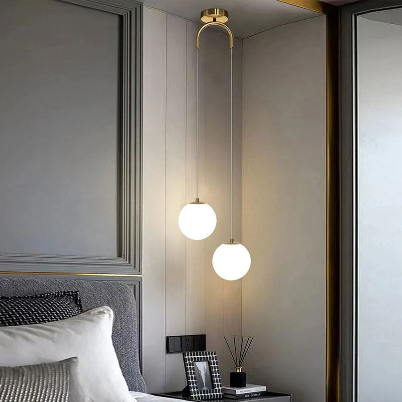 Miniatura: Vidro moderno led luzes pingente nordic sala de estar quarto luminárias ilumina
