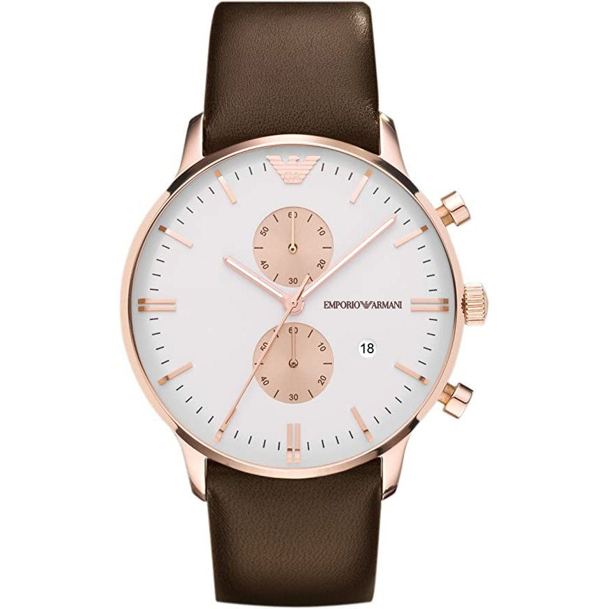 Emporio Armani Ar0398 Men S Classic Gianni Chronograph Rose Gold Watch