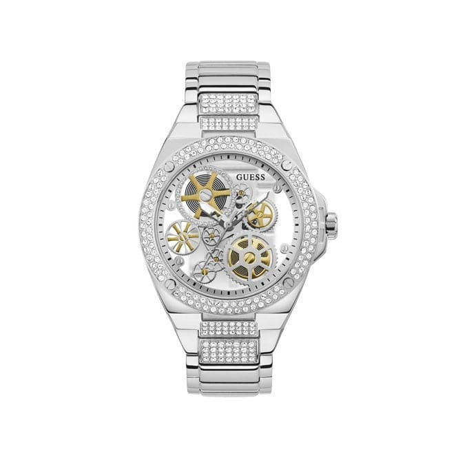 Guess Watches Big Reveal Mens Trend Silver Stainless Steel Watch Gw0323g1