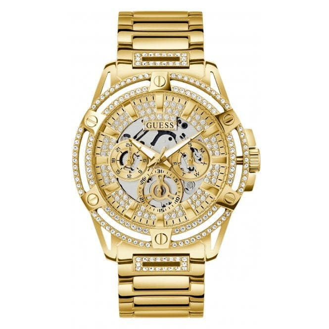 Guess Watches Gents King Stainless Steel Gold Tone Watch Gw0497g2