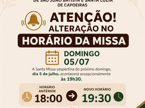 Alteração no Horário da Missa de Domingo