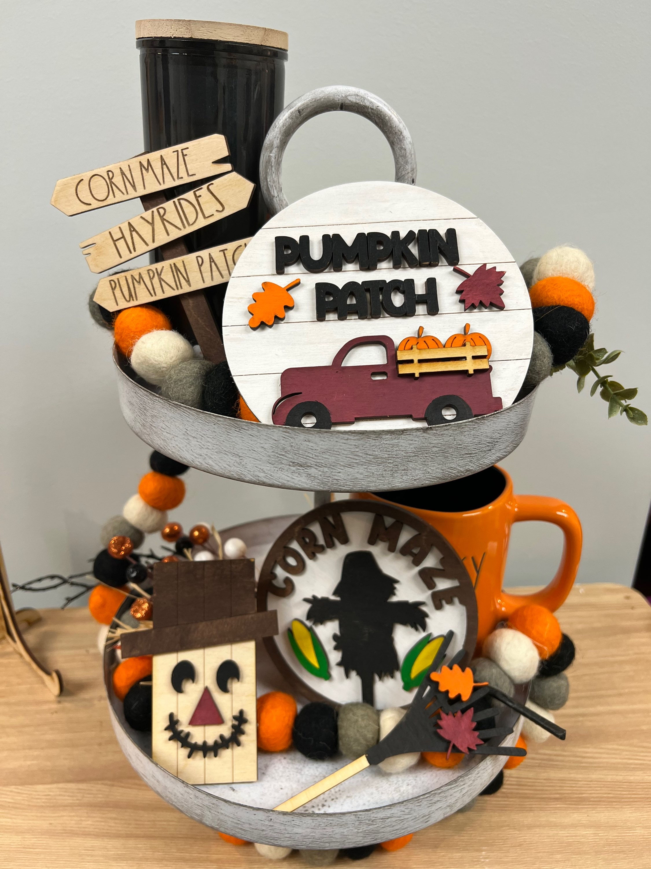 Fall Scarecrow Tiered Tray Decorations