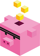 Cube pig with yellow cubes