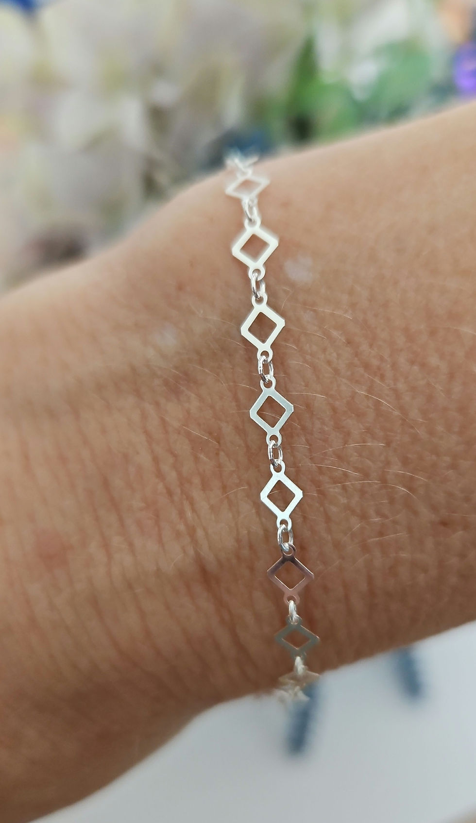 Thumbnail: Sterling silver dainty Square anklet