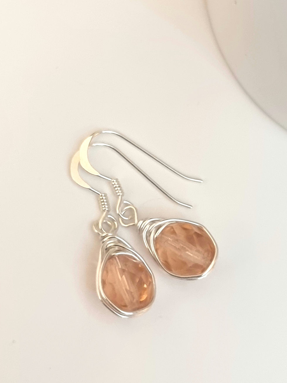 Thumbnail: Wire wrapped earrings with faceted glass beads 