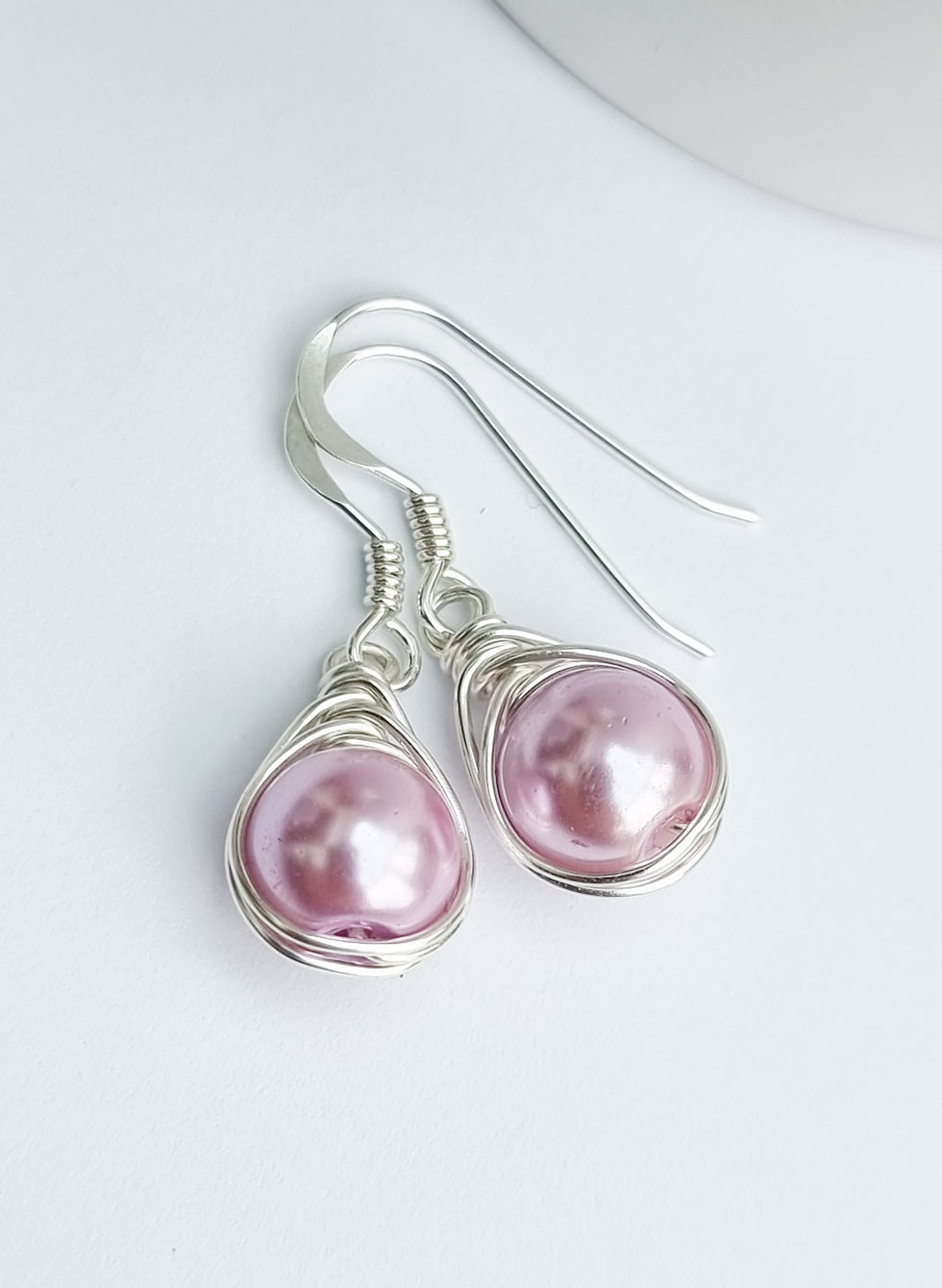 Thumbnail: Icy pastel shades, short style wire wrapped earrings 