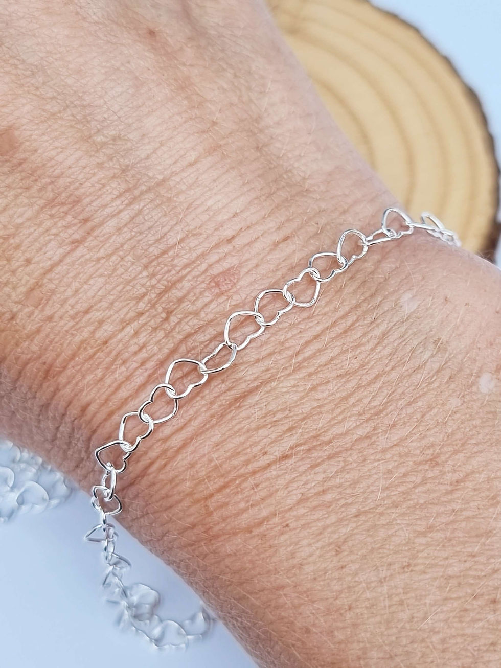 Thumbnail: Sterling silver dainty heart bracelet
