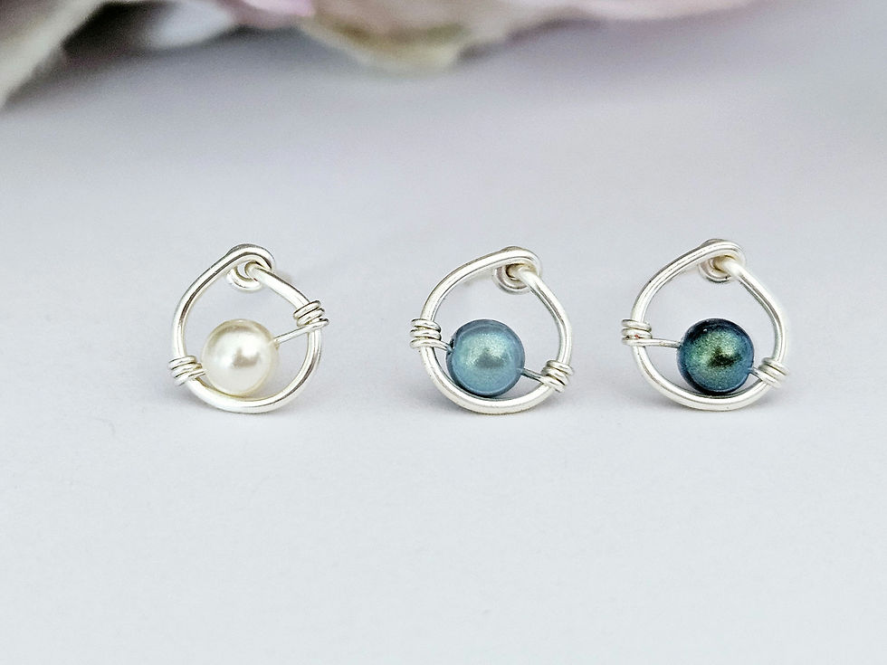 Thumbnail: Dainty sterling silver wire circle studs