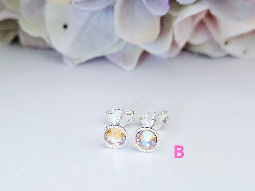 Thumbnail: Shades of Pink Dainty 4mm Sterling silver  and crystal studs
