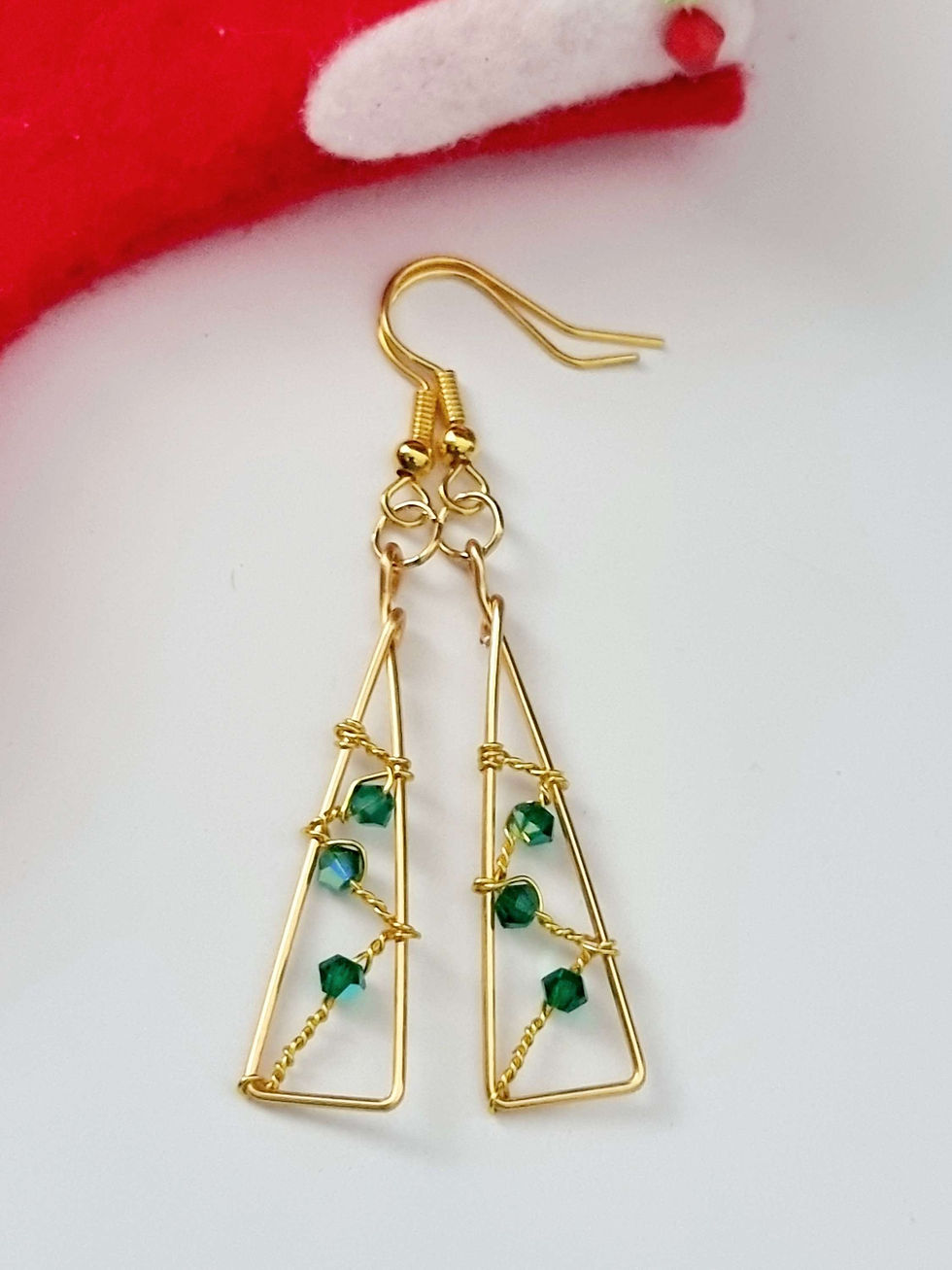 Thumbnail: Contemporary Christmas tree earrings silver