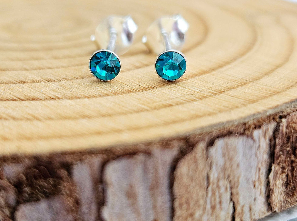 Thumbnail: Sterling silver and crystal dainty stud earrings