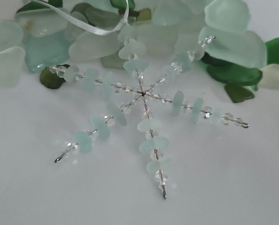 Thumbnail: Sea glass snowflake decorations 