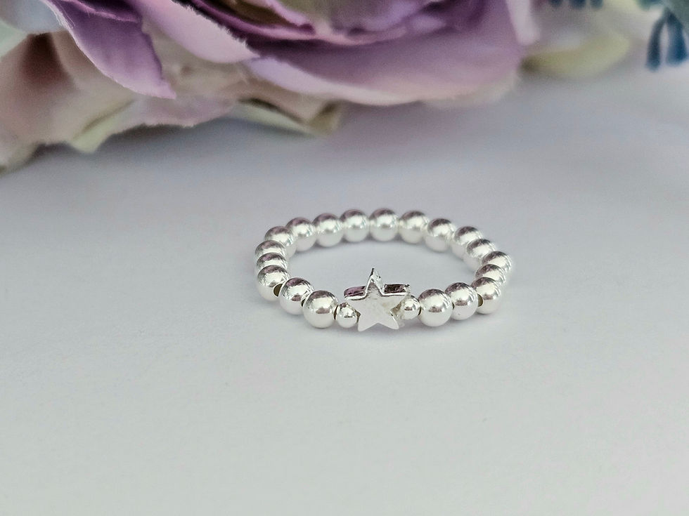 Thumbnail: Sterling silver heart and star elasticated rings