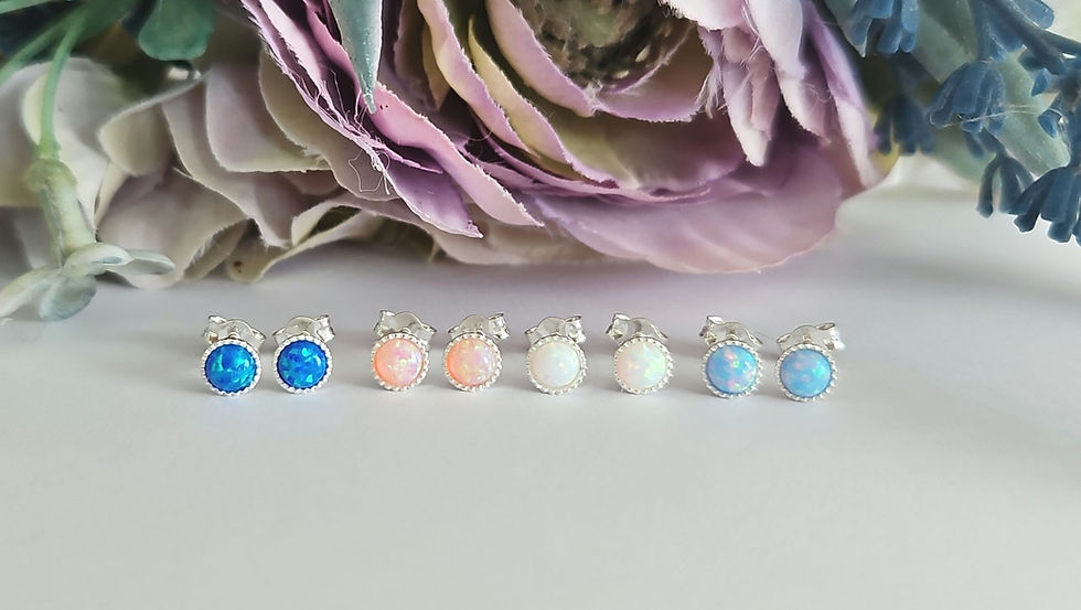 Thumbnail: 4mm lab grown opal studs