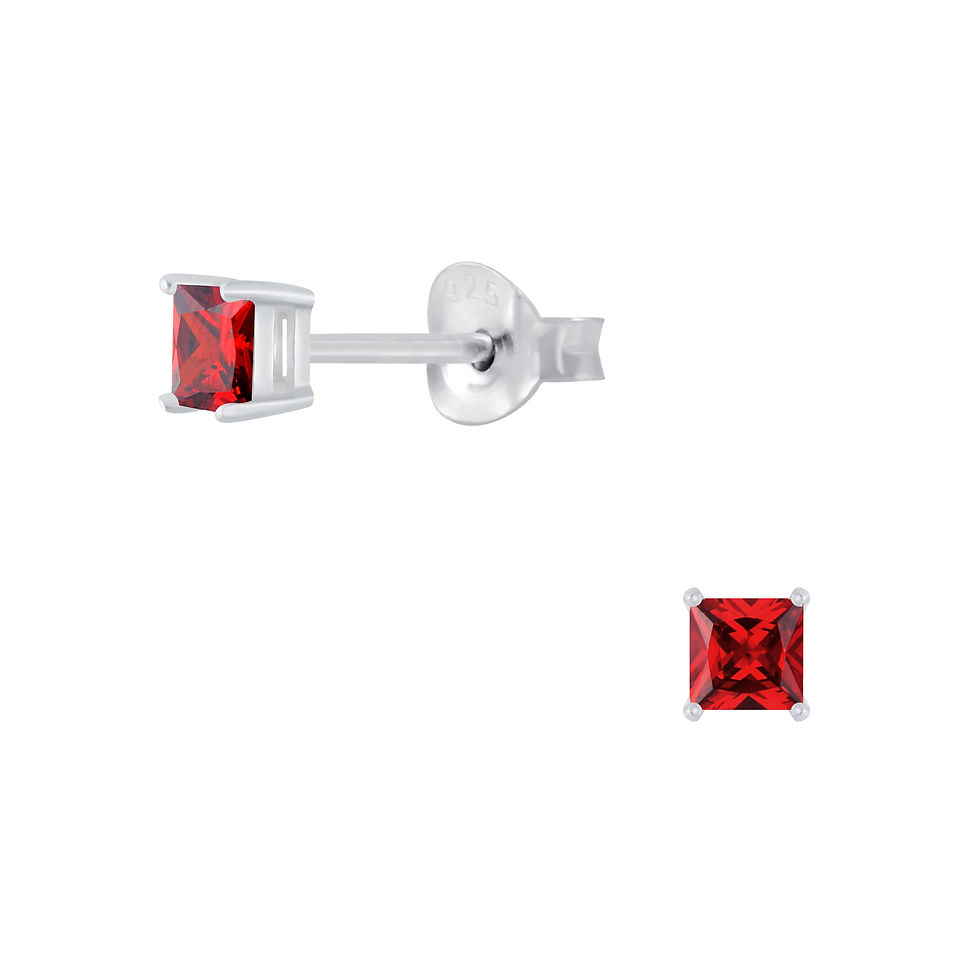 Thumbnail: Dainty 3mm Square cubic zirconia Sterling silver stud earrings