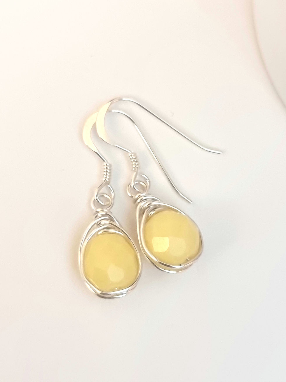 Thumbnail: Wire wrapped earrings with faceted glass beads 