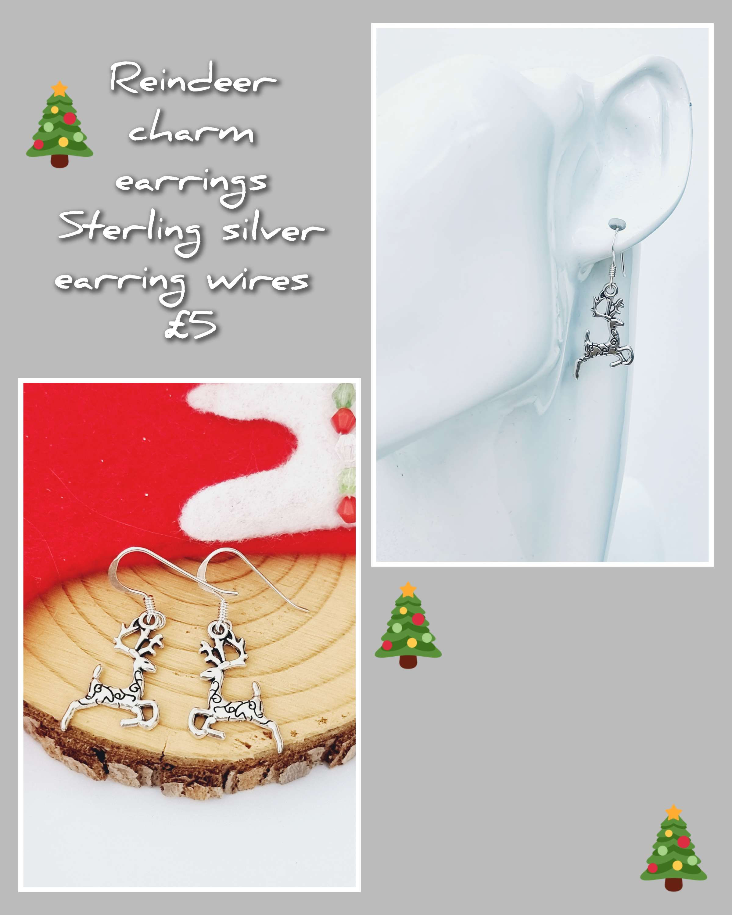 Reindeer charm earrings