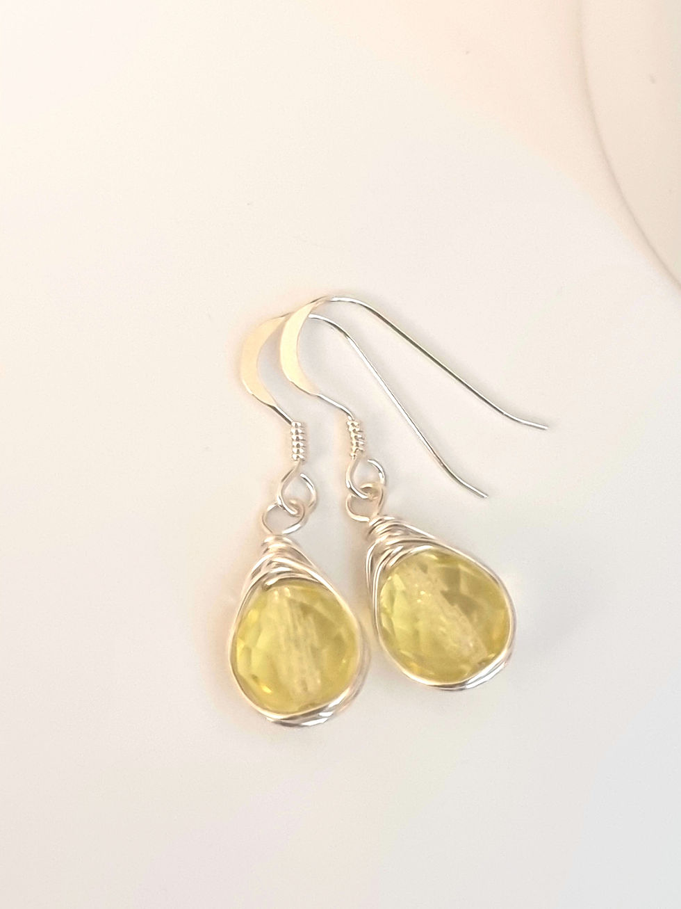 Thumbnail: Wire wrapped earrings with faceted glass beads 