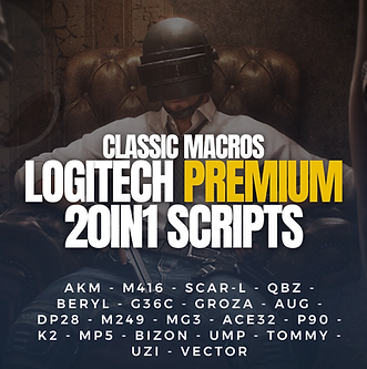 Banner Logitech Pubg Premium pack 20in1 Scripts da Classic Macros