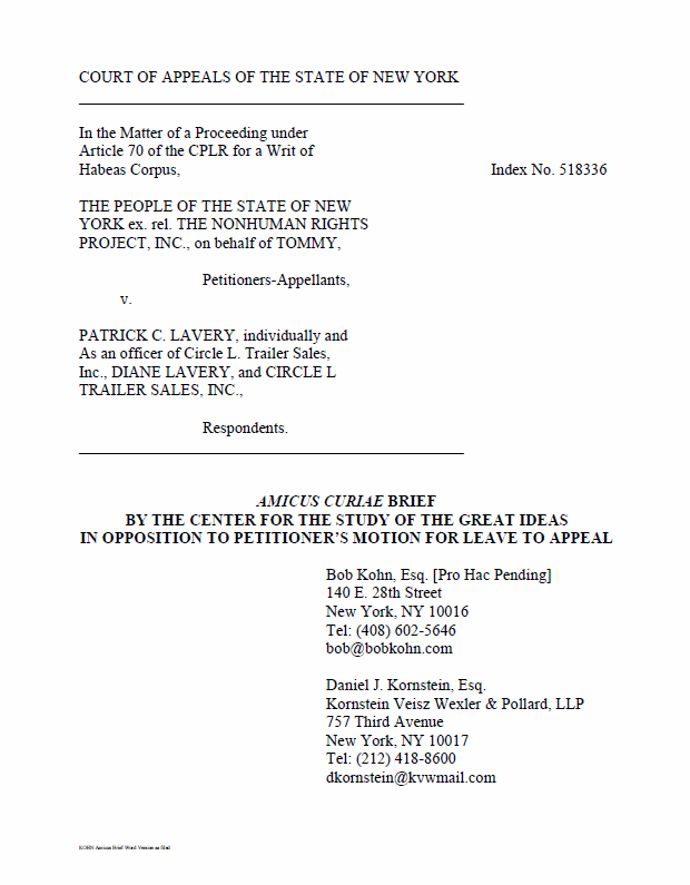 Amicus Brief Filed to Oppose Human Rights for Chimpanzee