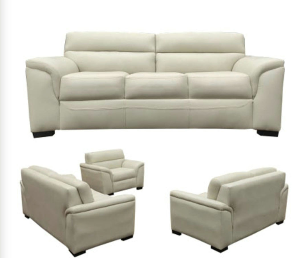 6 places - Canapé Flavious En Cuir Blanc crème De Classe Royale, Très Confortabl