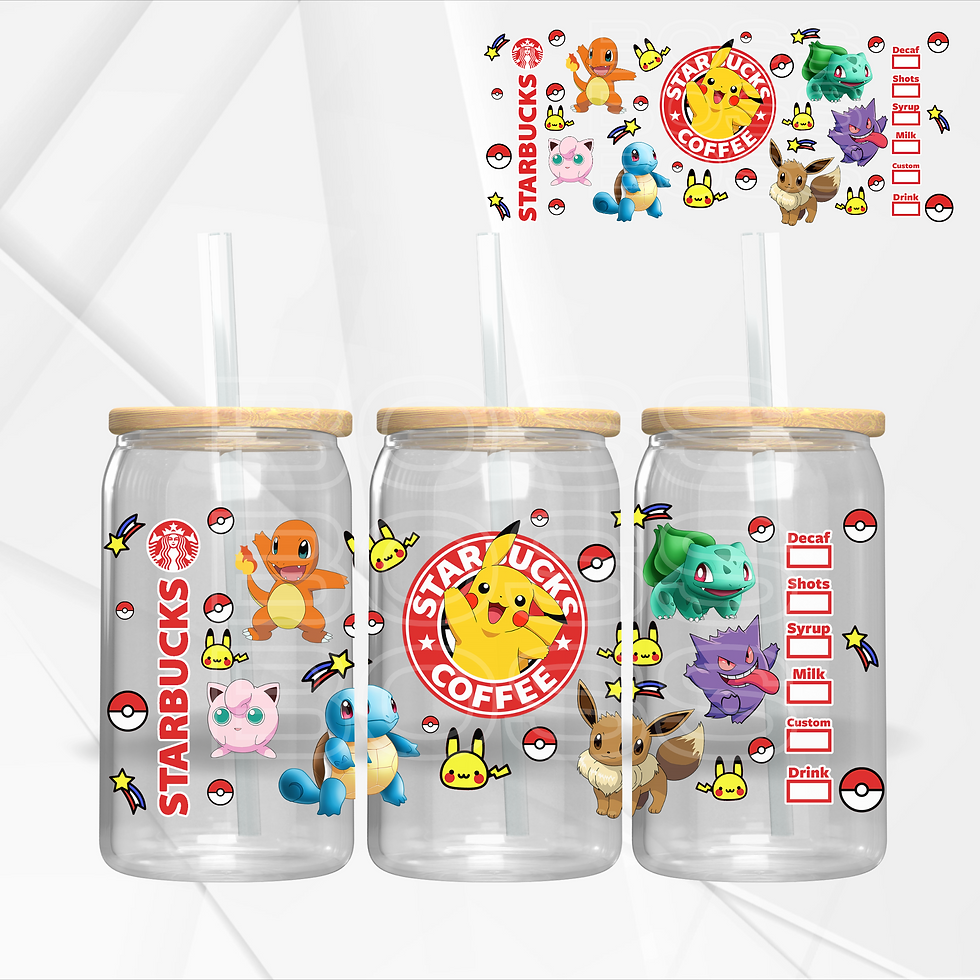 Pokemon Starbucks - 16oz Libbey UV DTF Wrap
