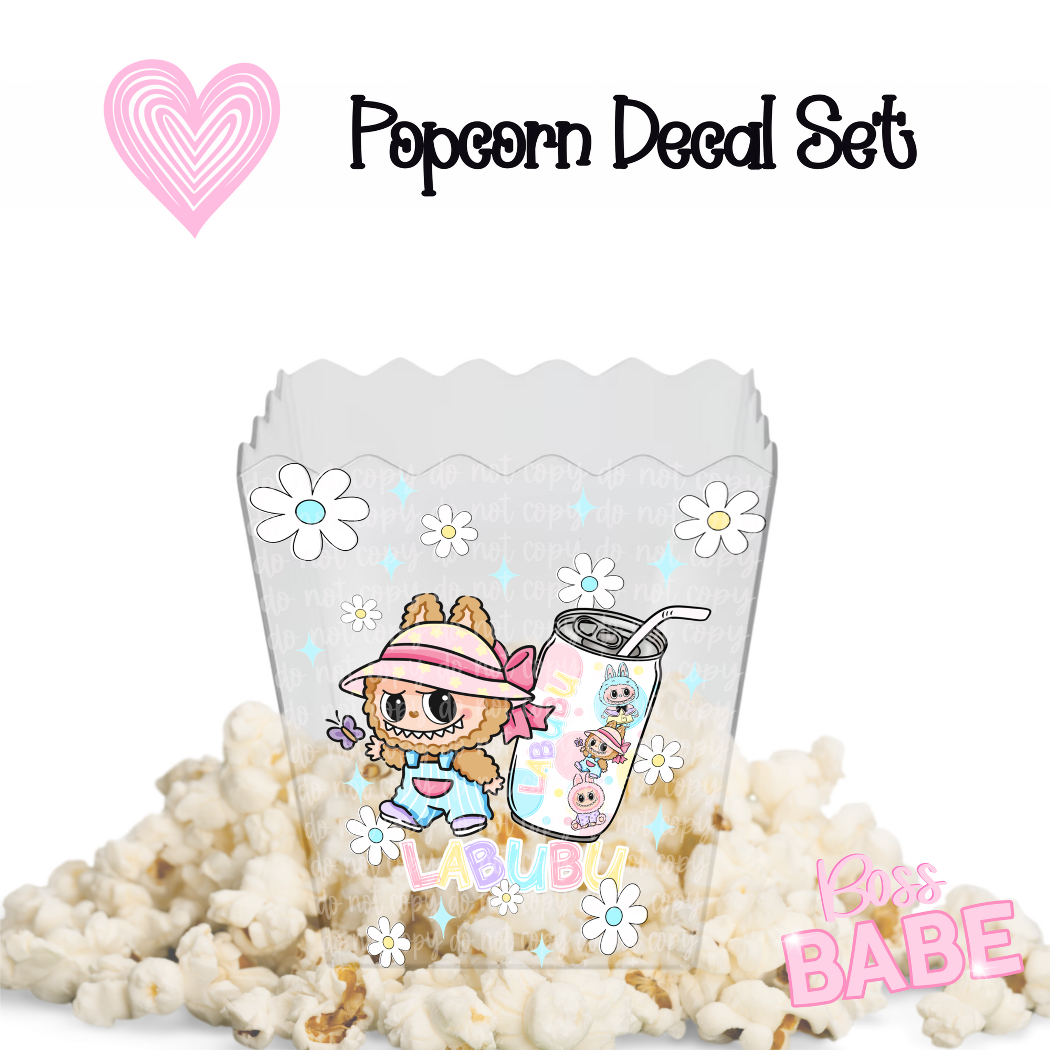 Labubu - Popcorn Decals set of 3